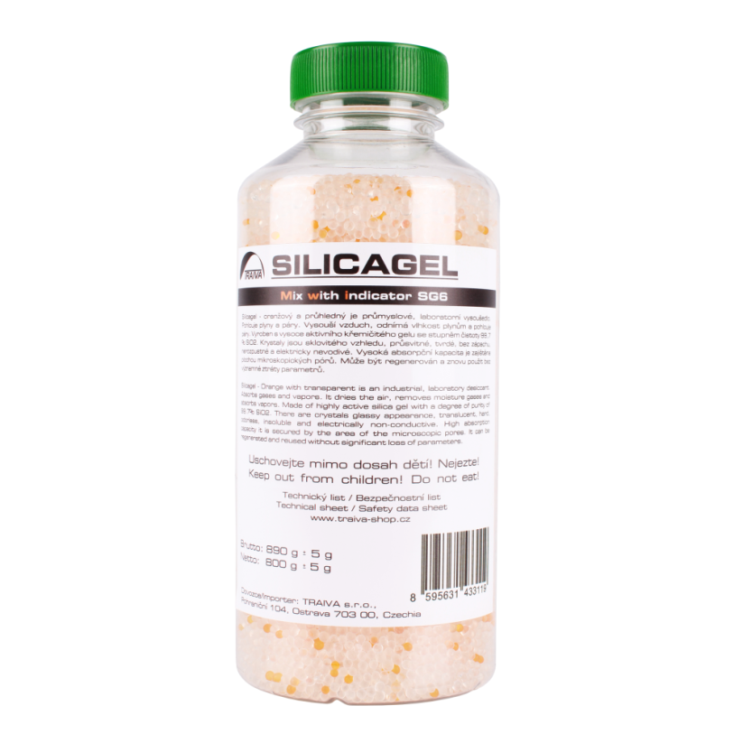 Desiccant SG6 – drying Silica Gel, 800 g | Moisture indicator mix