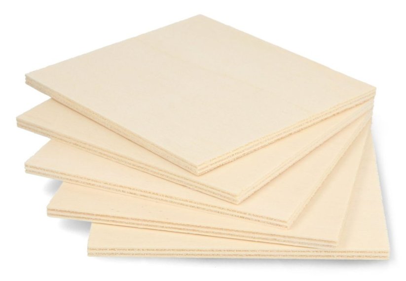 Poplar plywood 5 mm - 110x120 mm - 5 pcs