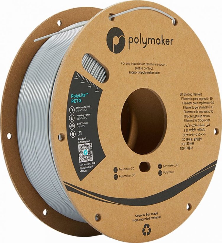 Polymaker PolyLite PETG 1.75mm 1kg | Sivá - Grey