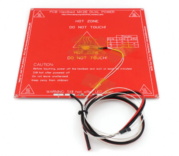 MK2B heating pad, 214x214mm, incl. cables and thermistor | 12V, 24V