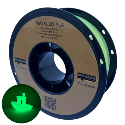 Majkl3D-Filaments Glow PLA 1.75mm 1kg | Yellow-Green