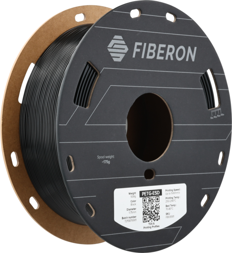 Polymaker Fiberon™ PETG-ESD (Formerly PolyMax™ PETG-ESD), 1.75mm, 500g | Black