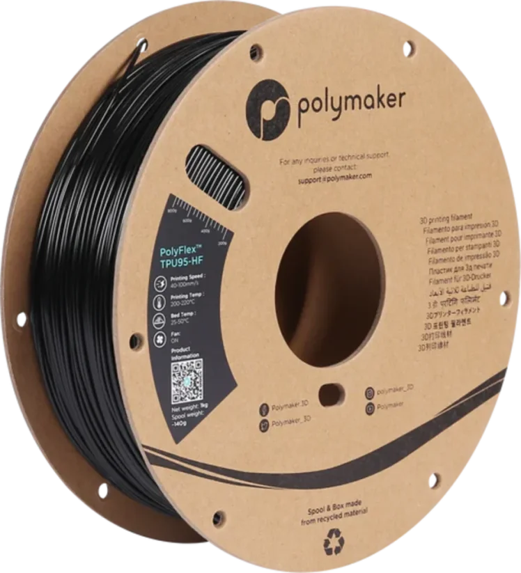 PolyMaker Filament Polyflex TPU 95A HF, 1kg  | Black