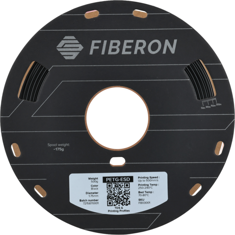 Polymaker Fiberon™ PETG-ESD (Formerly PolyMax™ PETG-ESD), 1.75mm, 500g | Black