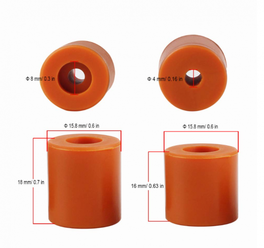 Silicone pads, springs under heated pad | orange, 4pcs