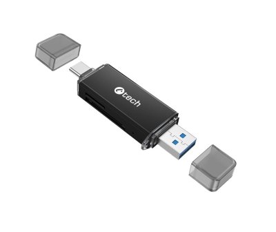 Čtečka karet C-tech UCR-02-AL, USB 3.0 TYPE A/ TYPE C, SD/micro SD