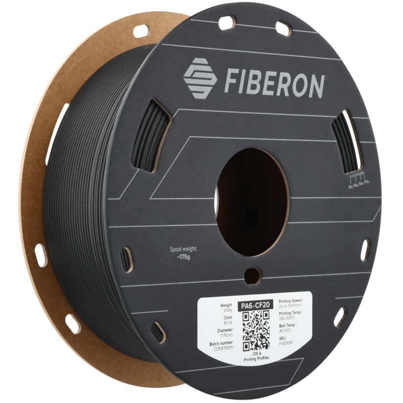 Fiberon™ filament PA6-CF20, 500g | Černá - Black