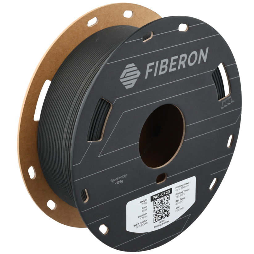 Fiberon™ filament PA6-CF20, 500g | Černá - Black