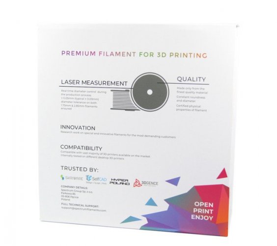 Spectrum filament PLA Tough 1.75mm 1kg | viac farieb - Farba filamentu, Spectrum: Šedá - Dark Grey
