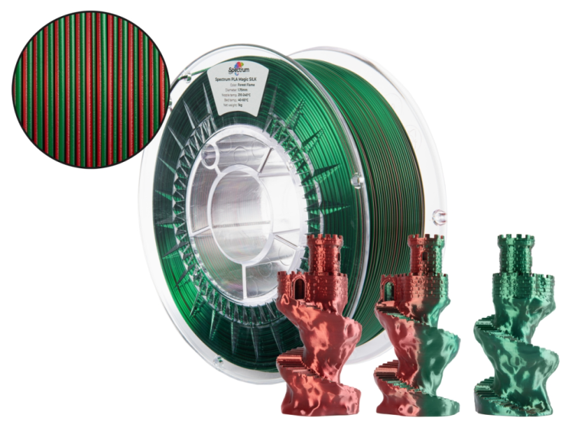 Filament Spectrum PLA Magic SILK 1.75m, 1kg | Forest Flame