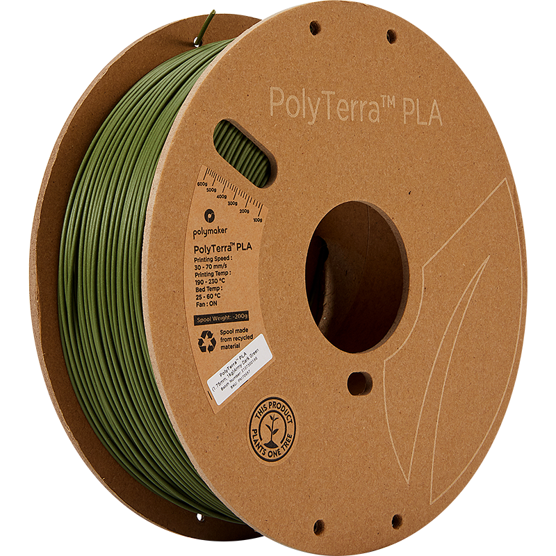 Polymaker PolyTerra PLA 1.75mm 1kg | Zelená - Army Dark Green