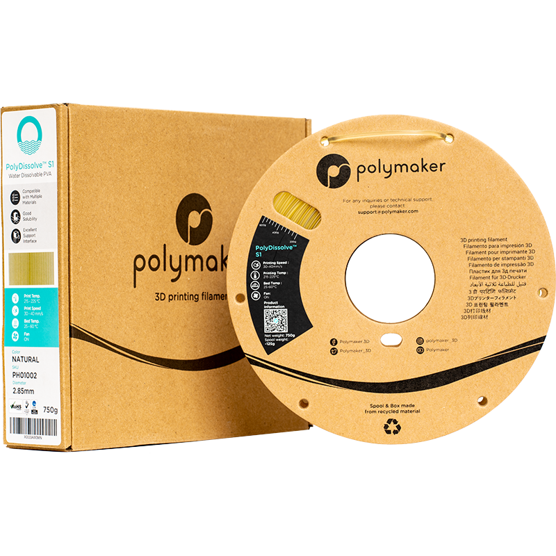 Polymaker Polydissolve S1 PVA, 1.75mm, 750g | vo vode rozpustiteľný filament