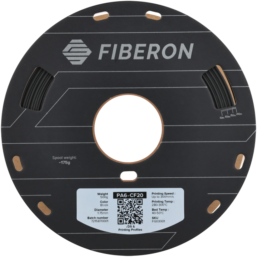 Fiberon™ filament PA6-CF20, 500g | Černá - Black