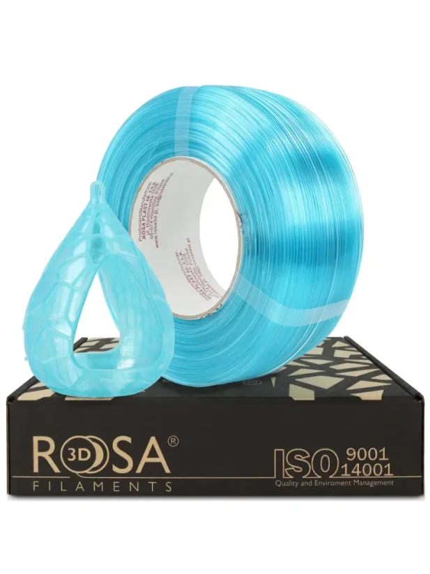 Rosa3D Filament PET-G Standard HS 1.75, 1kg, ReFill | Blue Ice Transparent
