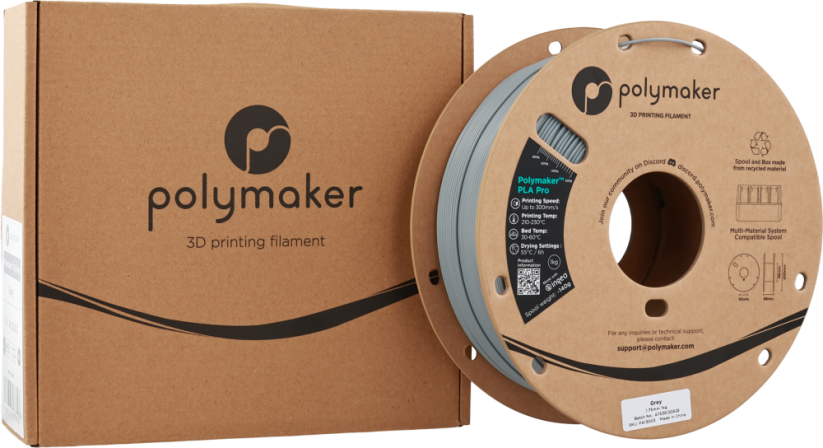 Polymaker PolySonic™ PLA Pro, 1.75mm, 1kg | Sivá - Grey