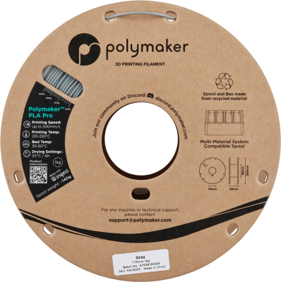 Polymaker PolySonic™ PLA Pro, 1.75mm, 1kg | Sivá - Grey