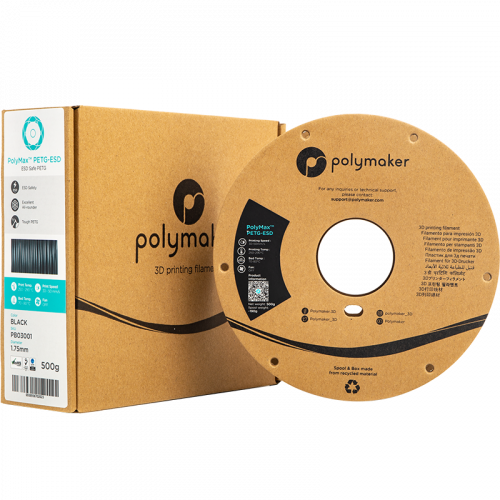 Polymaker PolyMax™ PETG-ESD, 1.75mm, 500g | čierna