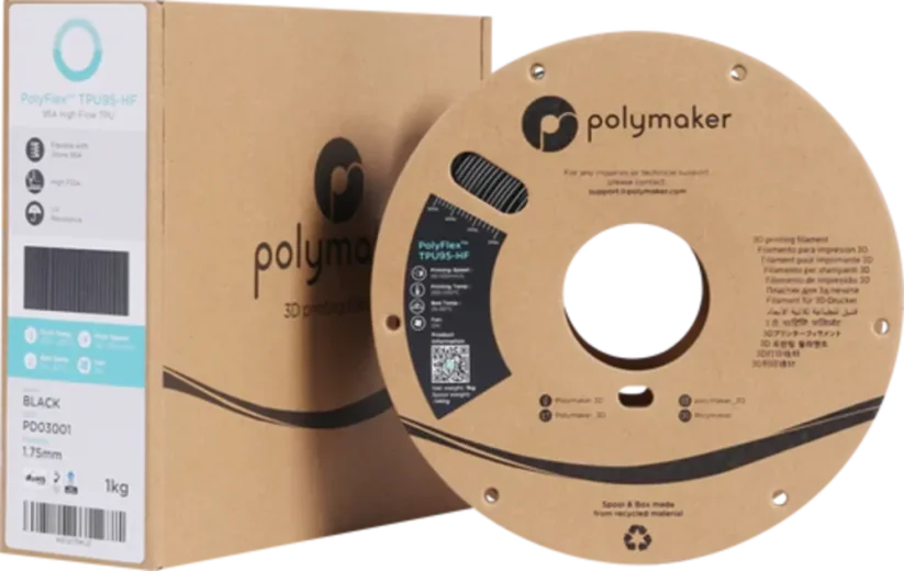 PolyMaker Filament Polyflex TPU 95A HF, 1kg  | Black