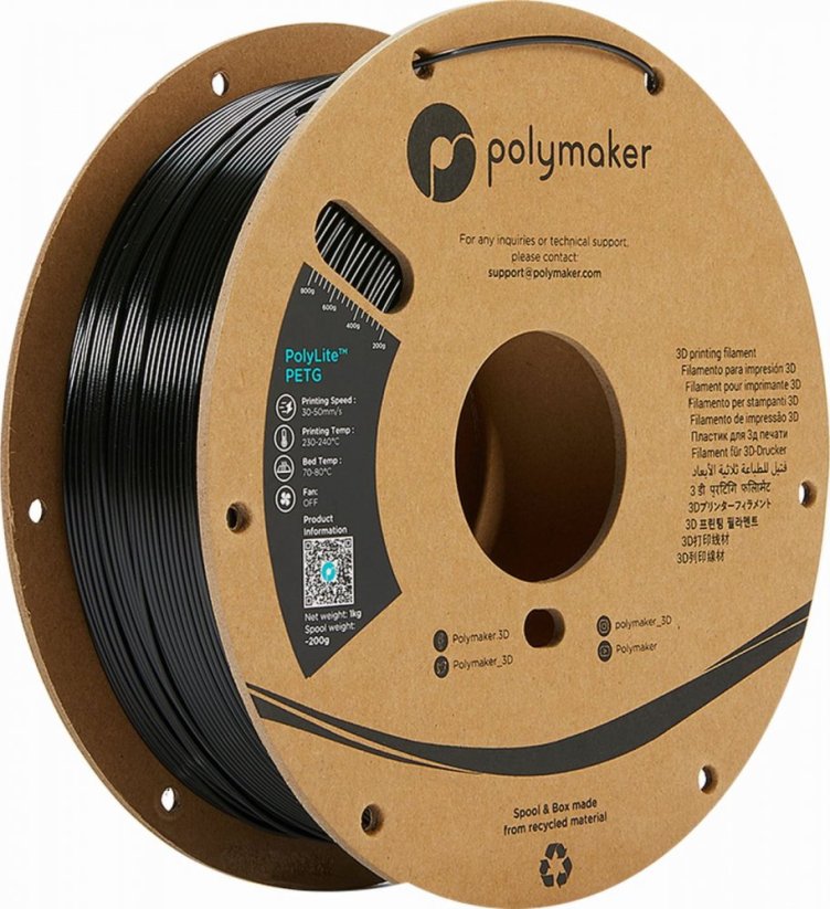 Polymaker PolyLite PETG 1.75mm 1kg | Čierna - True Black