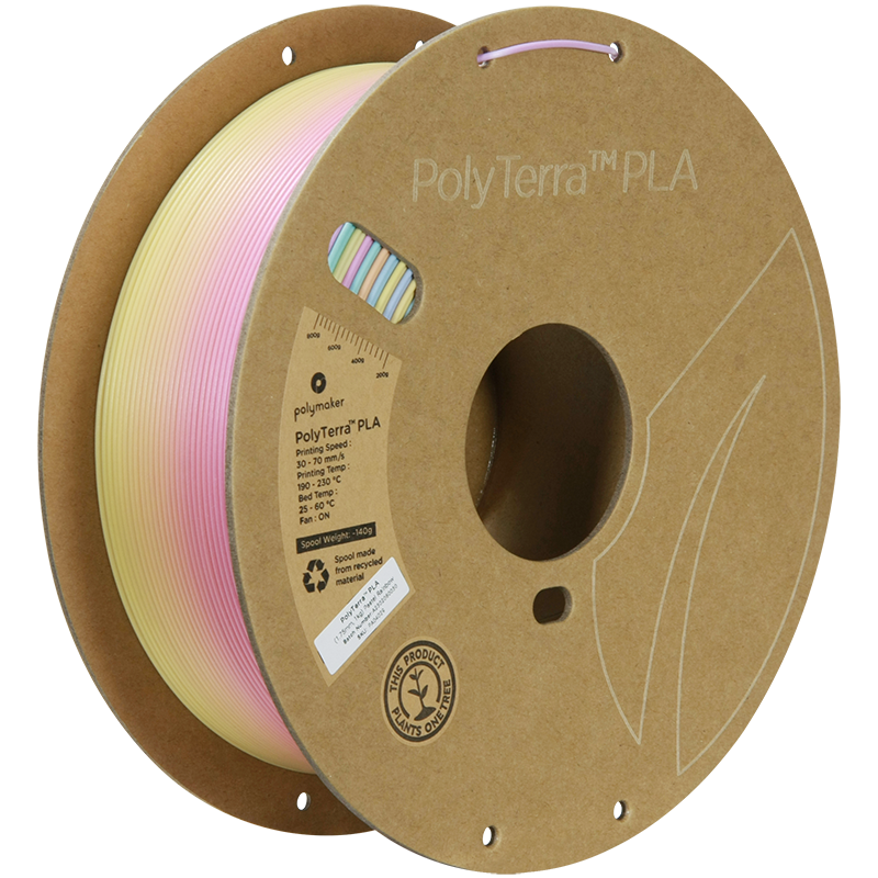 Polymaker PolyTerra Gradient PLA 1,75 mm, 1 kg | Pastel Rainbow