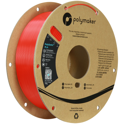 Polymaker PolySonic™ PLA, Vysoká rýchlosť, 1.75mm, 1kg | Červená - Red
