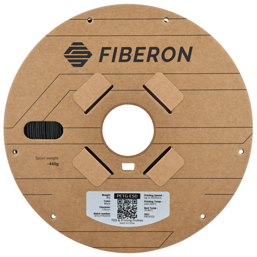 Polymaker Fiberon™ PETG-ESD (dříve PolyMax™ PETG-ESD), 1.75mm, 3 kg | Černá