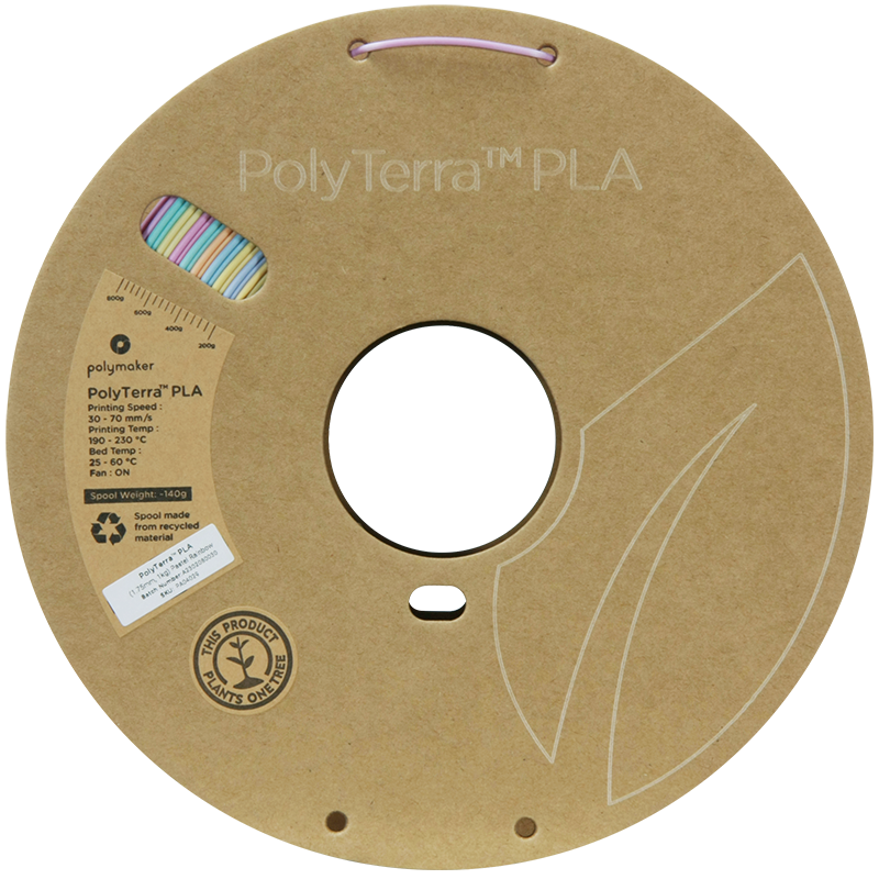 Polymaker PolyTerra Gradient PLA 1,75 mm, 1 kg | Pastel Rainbow
