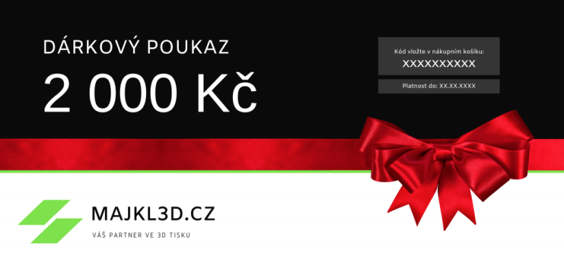 Papírový dárkový poukaz v hodnotě 2000 Kč