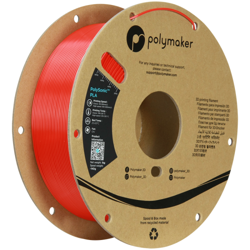 Polymaker PolySonic™ PLA, High Speed, 1.75mm, 1kg | více barev - Barva filamentu, Polymaker: Červená - Red