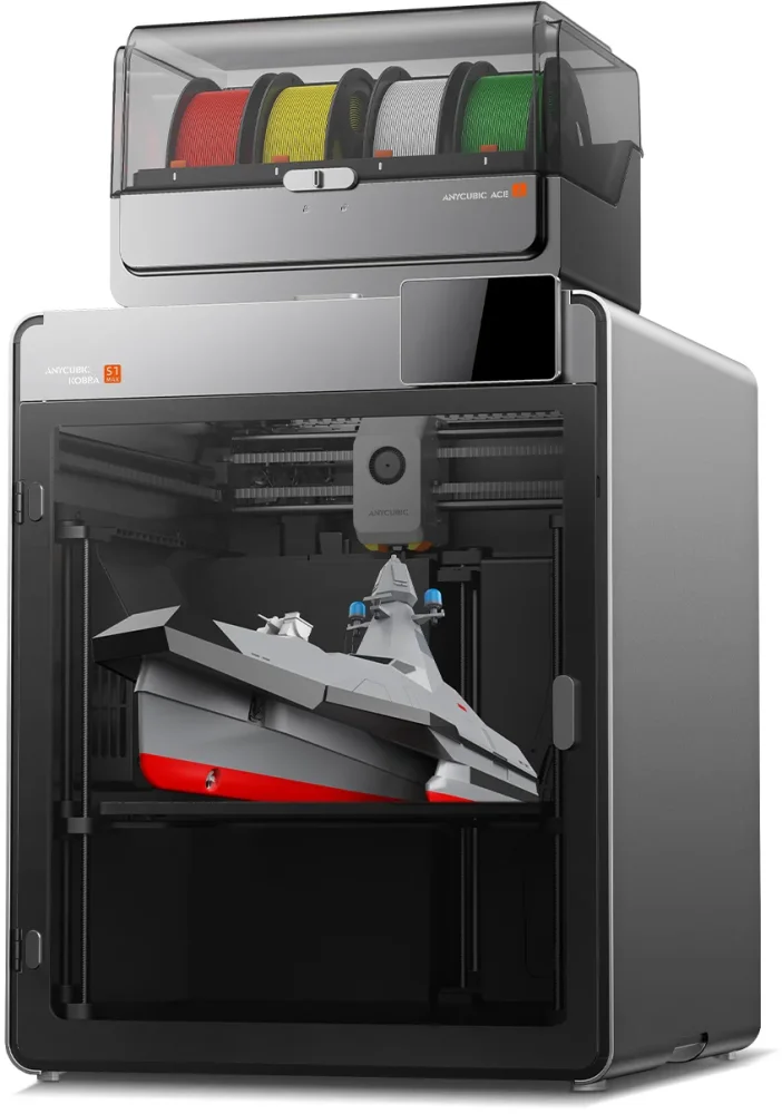 Anycubic Kobra S1 Max Combo - hero shot of the 3D printer with multicolor system