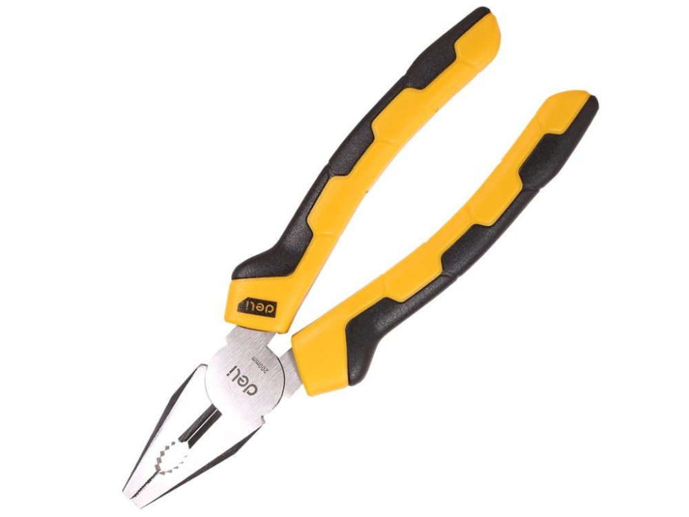 Deli Tools EDL2008 combination pliers yellow 8 inch